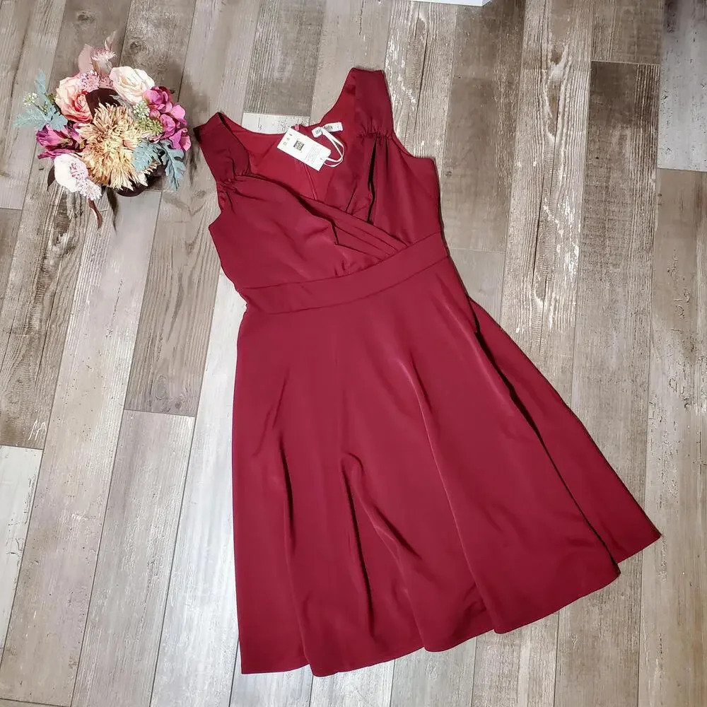 NWT Grace Karin Elegant Burgundy Red Cocktail Dress Size Large - Picture 7 of 12